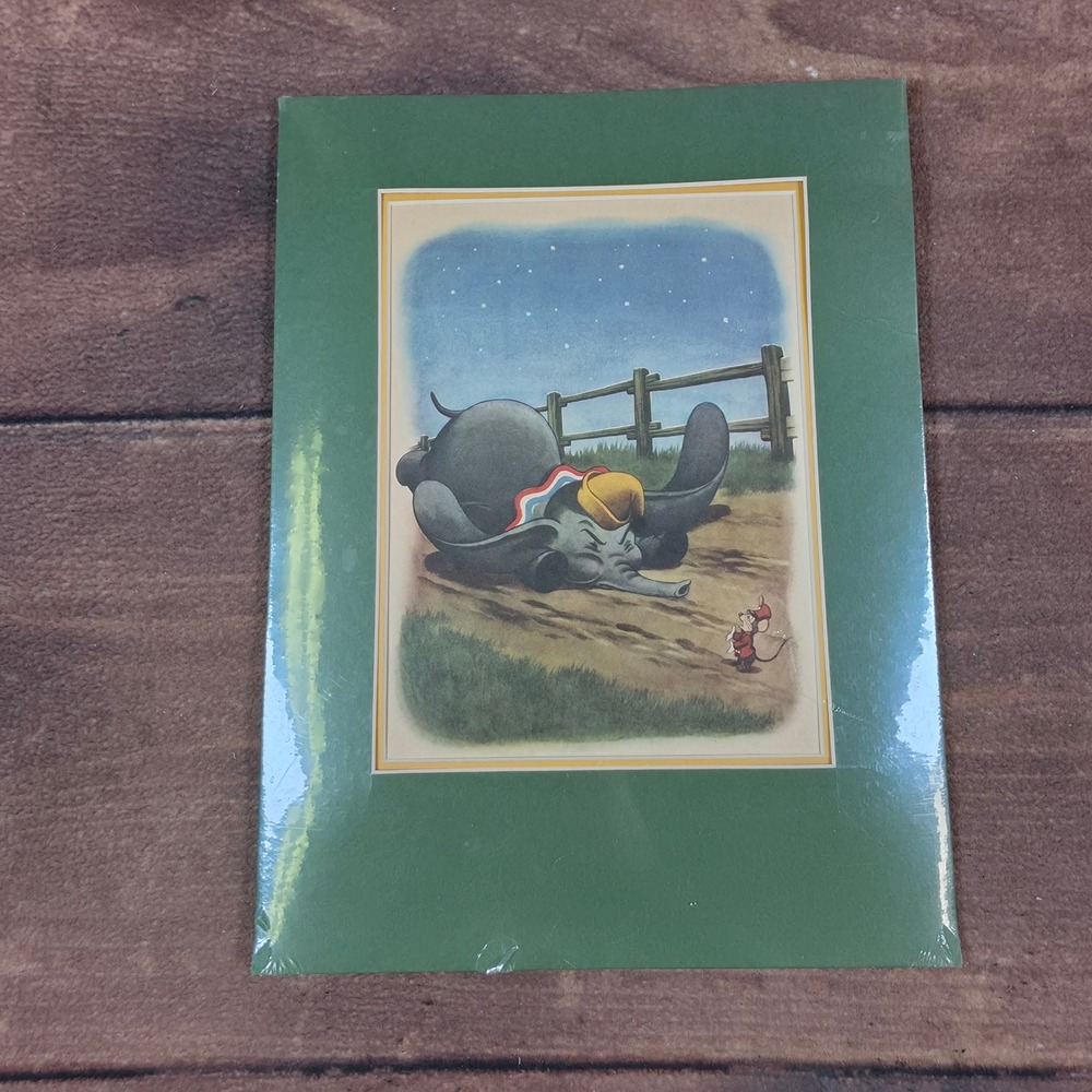 Disney Art Print Dumbo Timothy Mouse 1947 Green Good Antique Illustration